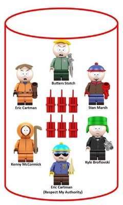 South Park Series 2 Minifigure Set of 6 - Stan, Kyle, Eric, Kenny, and Butters