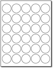 1.5" Round White Adhesive Labels - 30 per 100 Sheets / 3000 Labels,