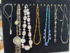 Semi Precious  Stone Necklace Bundle 7 Pieces Includes Rose Quartz And Lapis
