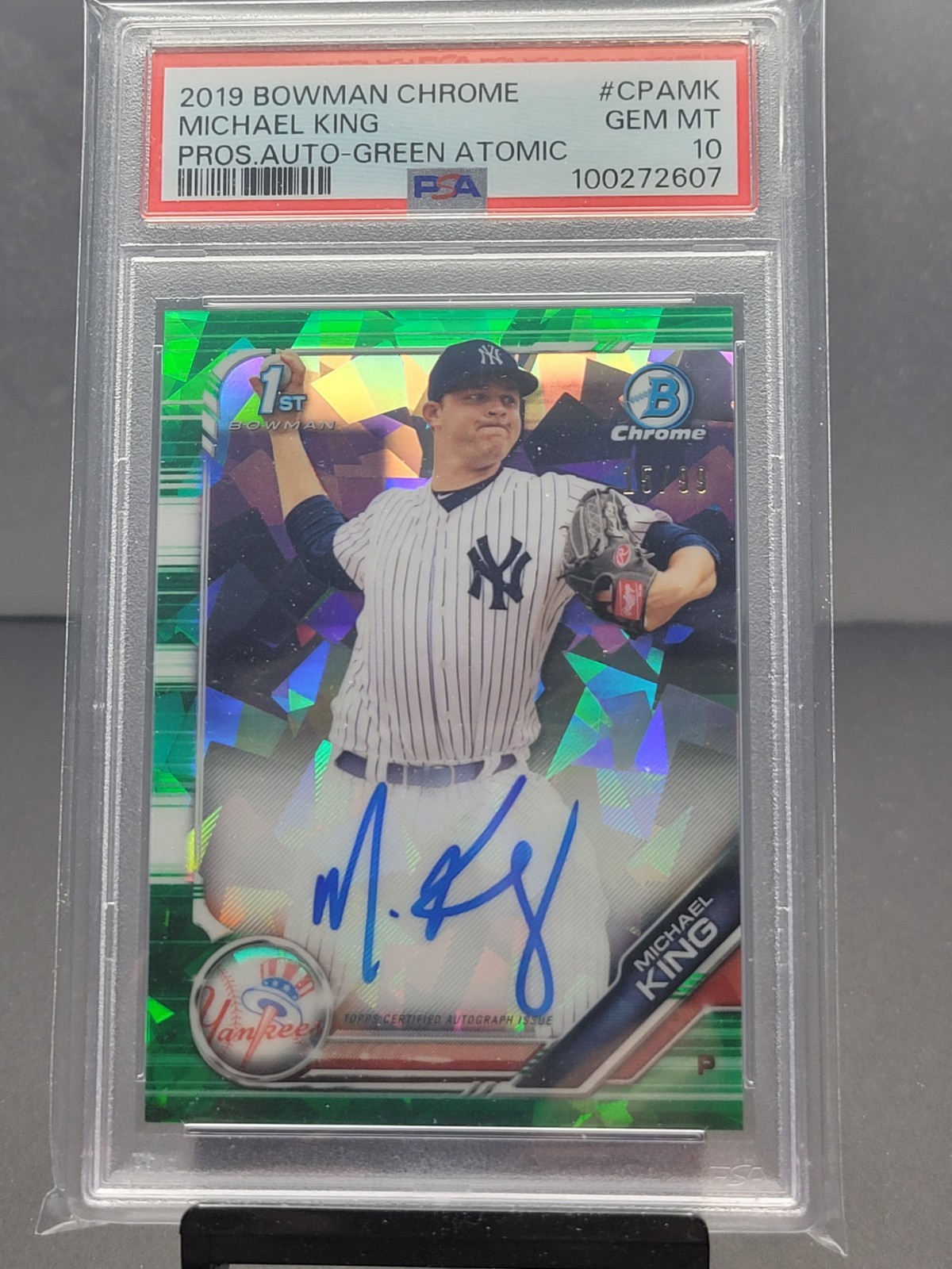 2019 Bowman Chrome Michael King Green Atomic Refractor Auto /99 PSA 10