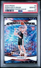 2024-25 Panini Prizm Donovan Clingan Fireworks White Wave /20 PSA 10 RC Rookie