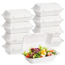 50 Pack Clamshell Take Out Food Containers 9 X 6 Inch Single Compartment Hinged