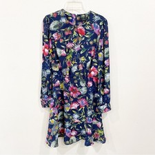 J Crew  Long Sleeve Flouncy Hem Dress Painted Floral Size 00