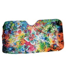 Butterfly Colorful Car Windshield Cover No Suction Cup UV Sun Shade Splatter Art