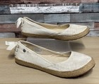 UGG Indah Sheepskin Flat White Flats Slip On Shoes Canvas Espadrille UK 4.5