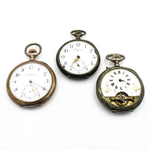 Antique Longines Hebdomas Alpina .800 Silver Pocket Watches Lot of 3 #WB4362-3