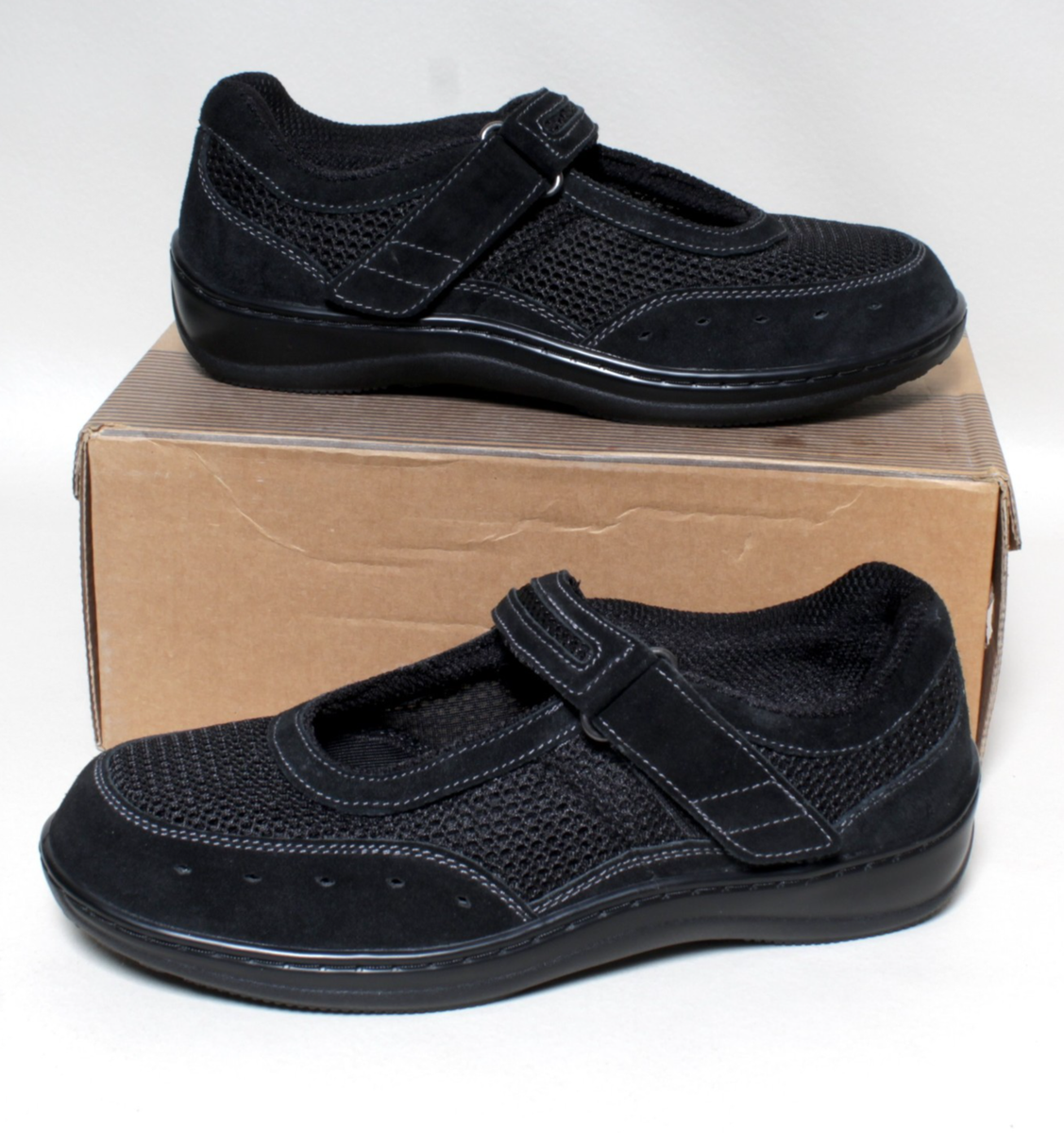 Womens Orthofeet Size Wide 2E Black Orthopedic Diabetic Shoe