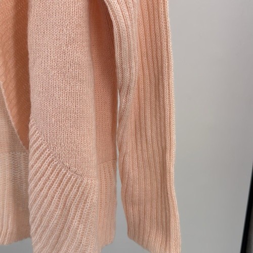 Cardigan Chico's rosa pallido aperto davanti maglia a costine maglione misto lana mohair L - Foto 5 di 10