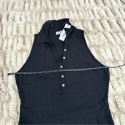 Michael Stars Size 1X Black Norah Sleeveless Button Front Polo Shirt NWT Neutral - Picture 10 of 12