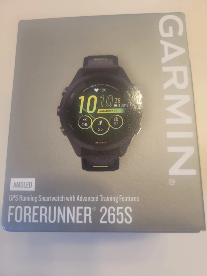 Reloj inteligente Garmin Forerunner 265S GPS para correr pantalla AMOLED negro amplificador amarillo Foto 2 de 4