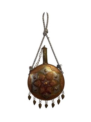 VTG Moroccan Islamic Cantinplora Water Snuffs Bottle Powder Flask Copper Brass