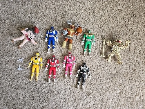 Vintage 1993 Mighty Morphing Power Rangers Flip Head Set Lot Of 6 With Villans