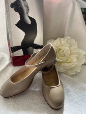 CAPEZIO Tele Tone Mary Jane Leather Tap Shoes Tan Size 4 W
