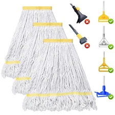 3 Pack Heavy Duty Commercial Mop Head ,Looped End String Cotton Mop Heads,Ind...