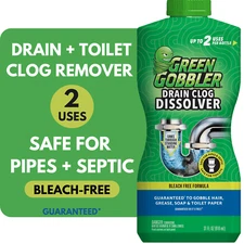 Green Gobbler Drain Clog Remover Cleaner Septic-Safe Bleach-Free No Harsh Fumes