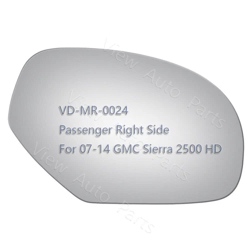 Mirror Glass Replacement for 2007-14 GMC Sierra 2500 HD Passenger Right Side RH