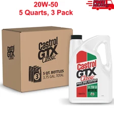 Castrol GTX Classic 20W-50 Conventional Motor Oil, 5 Quart, Pack of 3, High Zinc