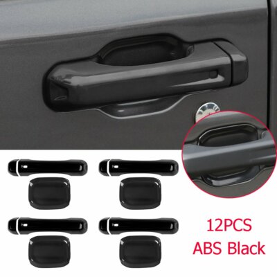 Black ABS Side Door Handle &Bowl Cover For Wrangler JL JT Gladiator 2018-2020