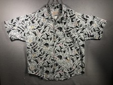 Paradise of the Pacific Mens Cotton Shirt S/S Floral Print Large Made in USA