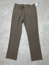 Perry Ellis Portfolio Dress Pants Mens 34x32 Brown Slim Fit Stretch Formal