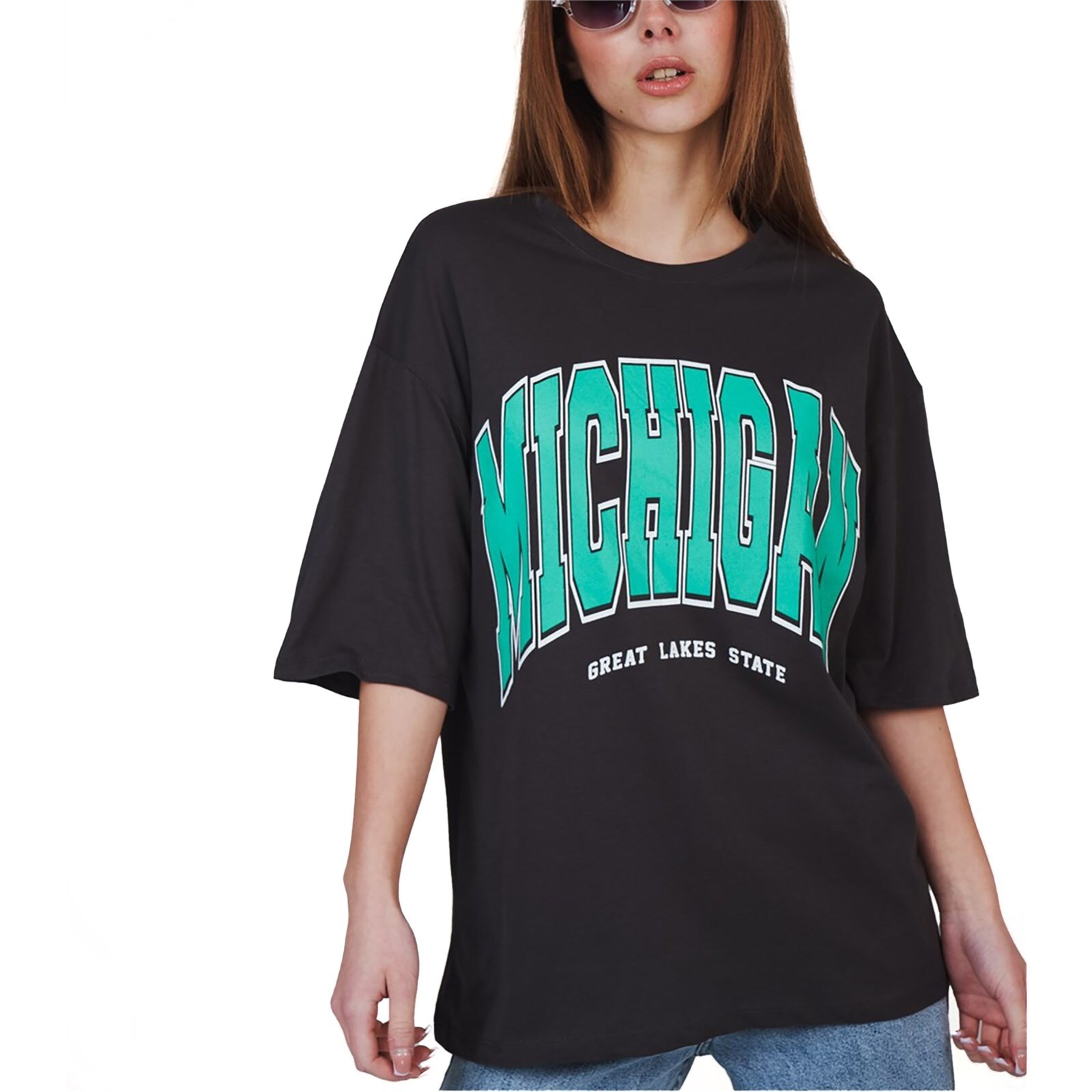 Женская футболка с графическим рисунком из хлопка штата Мичиган свободного кроя, модная футболка для женщин