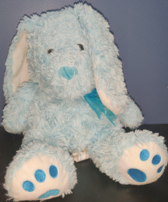 Valentines Day   HUGFUN Swirl Blue Bunny Rabbit w/ Floppy Ears Tulle Bow 14''