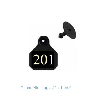 New 100 YTex Mini black numbered ear tags 301 to 400 (2" x 1 5/8")