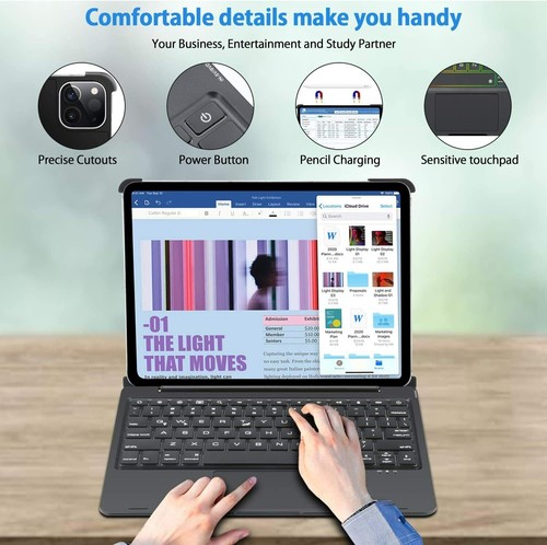 Funda protectora con teclado giratorio retroiluminado para iPad Pro 11 4ta/3a/2a/1a generación Air 4/5a - Imagen 38 de 43