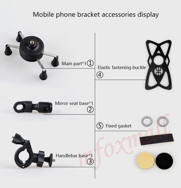 Universal Motorcycle Bicycle Bike 360° Rotaing Mobile Phone Holder Mount Bracket - Image 2 of 4