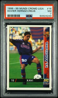 1998-99 Mundi Cromo La Liga Xavier Hernandez PSA 7 Barcelona Rookie N MINT #16