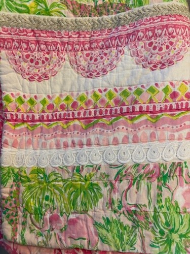 Pottery Barn Kids Lilly Pulitzer Twin Patchwork Quilt On Parade Pink Green - Picture 5 of 10