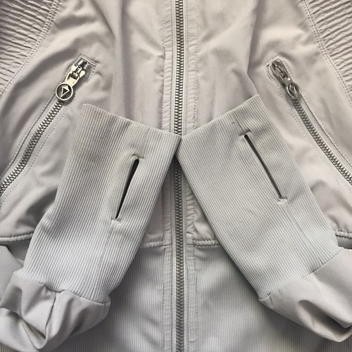 Ivivva Hoodie Yoga Jacket Sz 12 Gray Nylon Lycra Full Zip Thumbhole - Picture 3 of 8