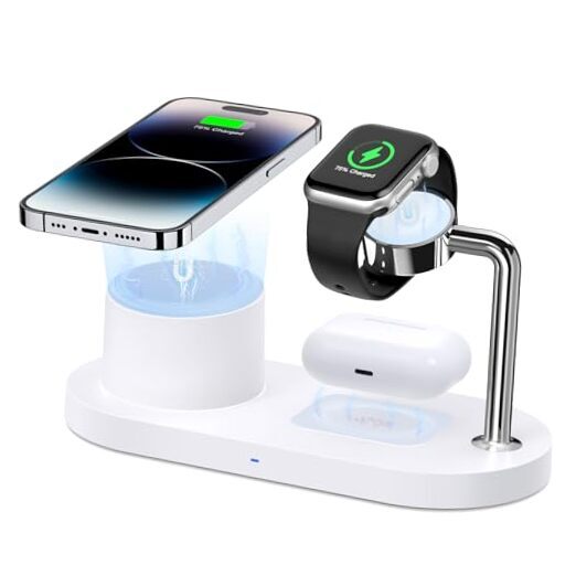 Magnetic Wireless Charger for iPhone: 3 in 1 Charging Station for white