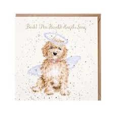 Funny Bark The Herald Angels Sing Christmas Card – Puppy Dog Artwork by Wrendale
