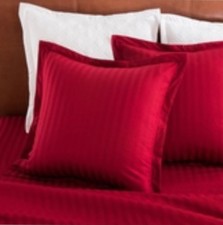 Ralph Lauren Chaps Red Damask Stripe Euro Pillow Sham, 100 Pima Cotton, New
