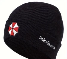 RESIDENT EVIL Theme Umbrella Corp. Embroidered Black Knit Winter Hat Adults/Teen