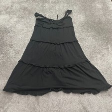 J.Crew Tiered Knit Keyhole Maxi Dress Women Medium Black Adjustable Strap Casual