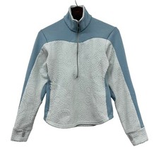 Patagonia Womens Small 1/2 Zip Fleece Rhythm Sweater Jacket Aqua Blue Thumbholes