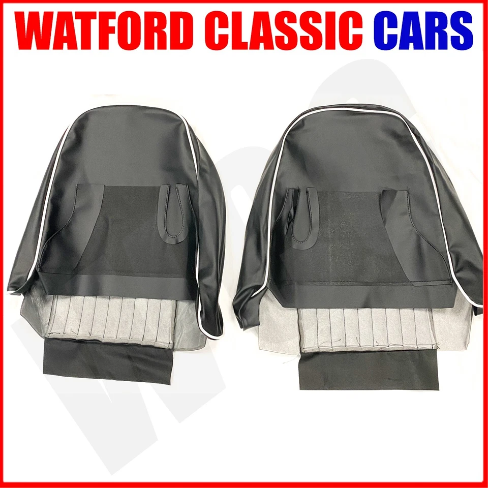 Чехлы на сиденья Triumph Spitfire и GT6 1 пара черный/белый винил с чехлами на подголовник - Изображение 4 из 4