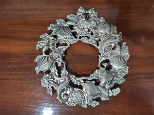 Silver Plated Antique Finish Trivet Sea Shells