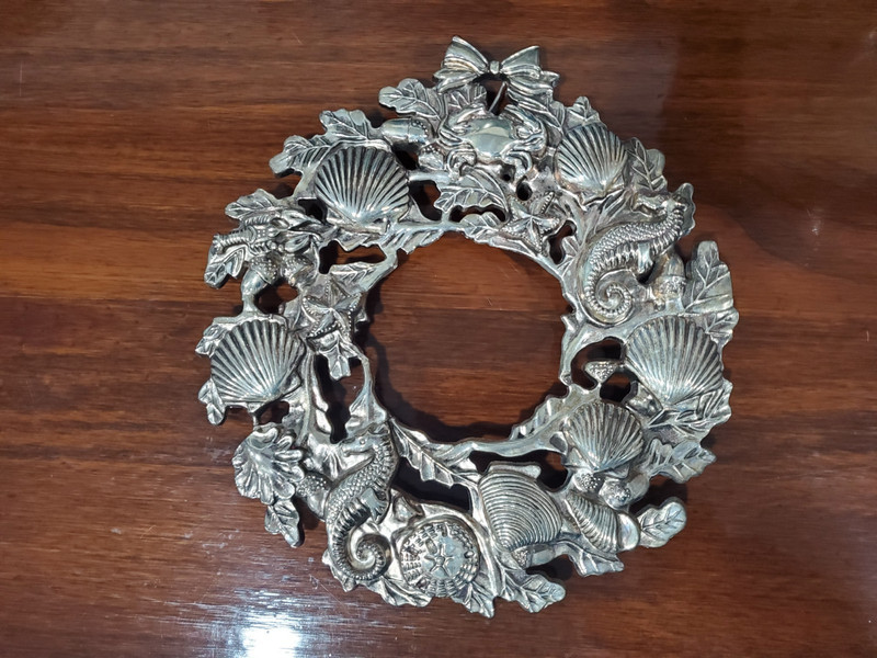 Silver Plated Antique Finish Trivet Sea Shells