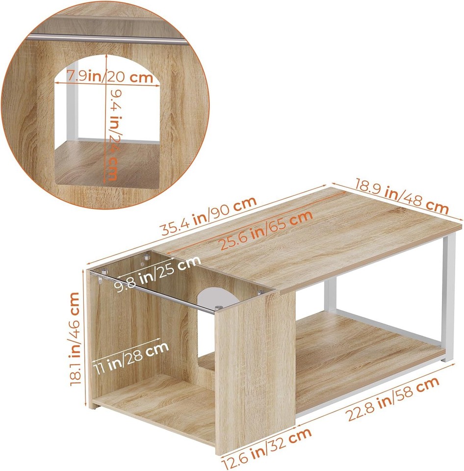 Coffee Table for Living Room Small LED Coffee Tables with Tempered