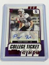 2021 Panini Contenders Draft Picks College Game Ticket Purple Paddy Fisher Auto