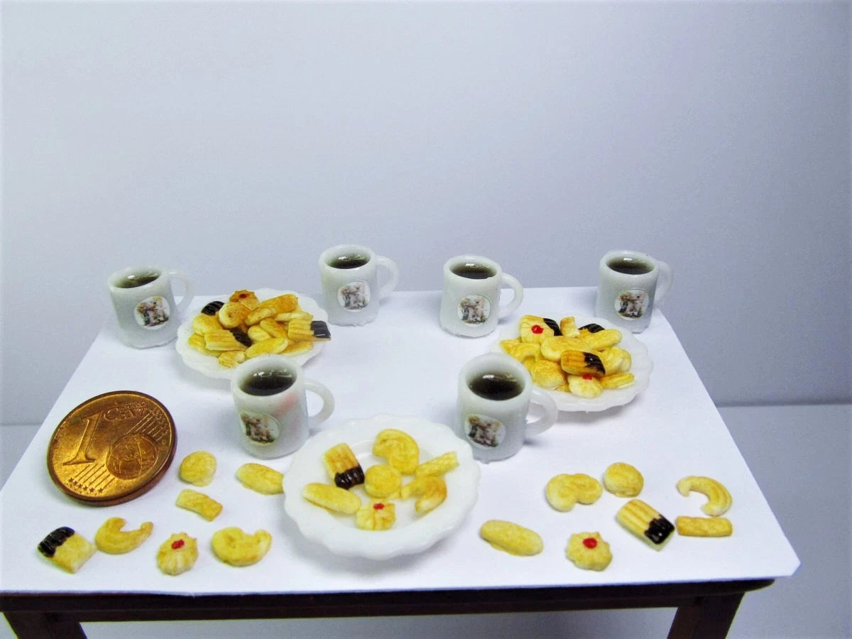 1:12 Miniatur Frühstücks-Set – 28 Teile Puppenhaus Zubehör Mit Obst, Brot, Kaffee & Toaster – Wichtel Deko Realistisches Miniatur Set
