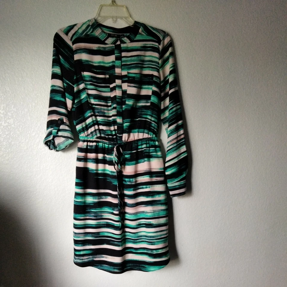 Vestido Apt 9 para mujer 4 línea A cordón manga larga o con tiras cuello redondo bolsillos Foto 2 de 4