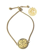 The Archangel Raphael 72 names of God King Solomon Coin Bracelet Gold