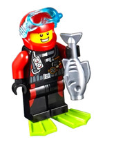 1 x LEGO® City,Minifigur - Taucher  mit Zubehör, lt.Abb.Neu