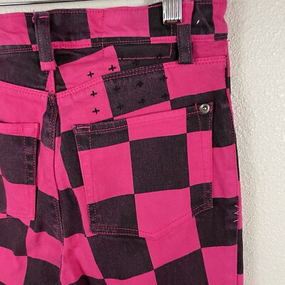 Jeremy Scott Loves Ksubi Womens 26” Pink Black Checkerboard Jeremy Scott Loves Ksubi Womens 26” Pink Black Checkerboard