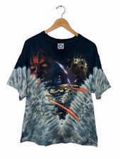 Vintage Star Wars Episode 1 Phantom Menace Liquid Blue Tie Dye T-Shirt Large AOP