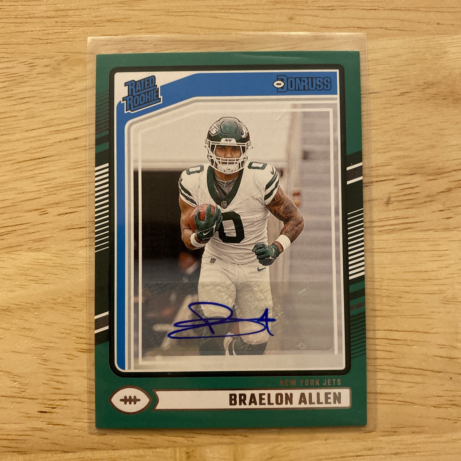 2024 Donruss Braelon Allen Rated Rookie Green Autograph RC NY JETS, Wisconsin
